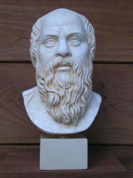 Sokrates-Büste 21 cm, 1,33 kg, beiger Kunstmarmorsockel