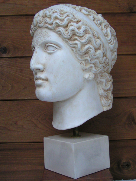 Hera, Gattin des Zeus, Haupt 38 cm, 5,6 kg, schwarzer Kunstmarmorsockel