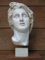 Helios von Rhodos-Haupt, 26 cm, 1,2 kg, beiger Kunstmarmorsockel