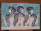 Preview: Drei Damen in Blau, Fresko Knossos-Palast, handbemalt, 27 cm x 18 cm, 1,2 kg