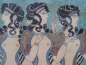 Drei Damen in Blau, Fresko Knossos-Palast, handbemalt, 27 cm x 18 cm, 1,2 kg