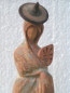 Tanagra with Tholia, museum replica statue, handpainted, 17 cm, 200 g