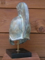 Kampfhelm Korinthisch, 23 cm Größe, 1,2 kg Gewicht, schwarzer Marmorsockel