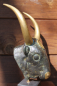 Bulle mykenisch, Stierkopf-Rhyton, 24,2 cm, 0,6 kg,  schwarzer Kunstmarmorsockel
