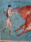 Mobile Preview: Stiersprung-Fresko aus dem Knossos-Palast Kreta, handbemalt, 23,8 cm x 11,7 cm, 500 g, zum Aufhängen