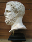 Preview: Hippokrates von Kos, berühmter Arzt, Monumentalbüste 52 cm hoch, 15 kg, schwarzer Doppelmarmorsockel