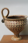Minoan cup with handle 1.500 B.C., hand painted, height 14,9 cm, 12,6 cm, 420 g weight