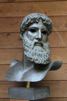 Poseidon of Artemision, Poseidon bust 54 cm high, 39,4 cm width, 24 cm deep, 7,5 kg weight, artifical marble base,  National Museum Athens No. 15161, Poseidon bust replica, antique replicas