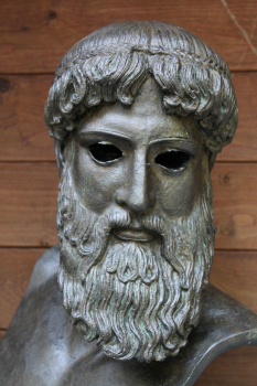 Poseidon of Artemision, Poseidon bust 54 cm high, 39,4 cm width, 24 cm deep, 7,5 kg weight, artifical marble base,  National Museum Athens No. 15161, Poseidon bust replica, antique replicas