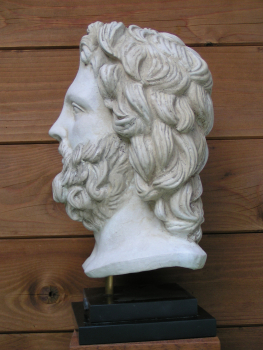 Asklepios Heilgott Büste 35 cm, 6 kg, zweistufiger schwarzer Marmorsockel