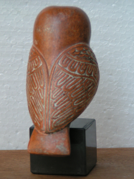 Eule, Symbol der Göttin Athena, 10 cm, 300 g, schwarzer Kunstmarmorsockel