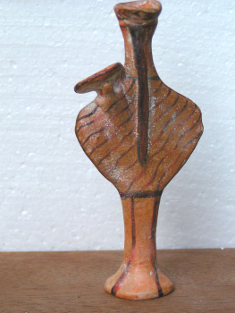 Mykenisches Idol mit Kleinkind, 13 cm, handbemalt, Terrakotta