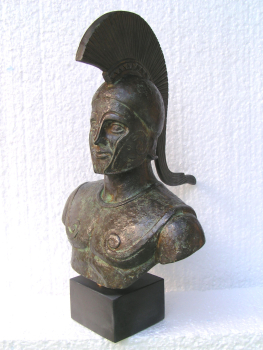 Leonidas, Führer der 300 Hopliten, Büste 26 cm, 1,6 kg, schwarzer Marmorsockel