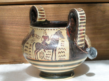 Kantharos drinking cup greek museum replica, handpainted, 9 cm