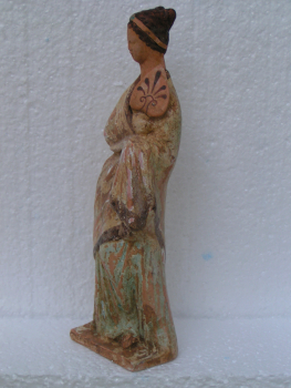 Tanagra-Statuette aus Boiotien, Grabbeigabe, 20 cm, Terrakotta