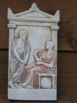 Grave Stele of Ktesileas and Theano, 20 x 10 cm, 0,6 kg, Museum Replica No 3472