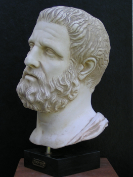 Hippokrates von Kos, berühmter Arzt, Büste 30 cm, 2,5 kg, schwarzer Marmorsockel