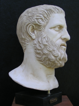 Hippokrates von Kos, berühmter Arzt, Büste 30 cm, 2,5 kg, schwarzer Marmorsockel