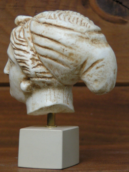 Aphrodite-Köpfchen 11 cm, 360 g, beiger Kunstmarmorsockel