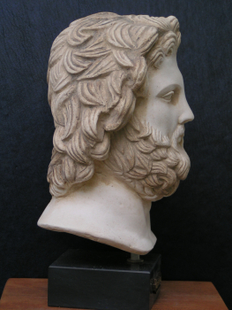 Asklepios Heilgott Büste 21 cm  1,8 kg schwarzer Marmorsockel