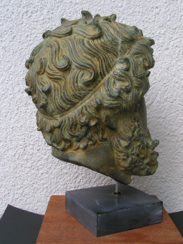 Satyros von Elis-Haupt, Faustkämpfer,  25 cm, 2,8 kg, schwarzer Marmorsockel