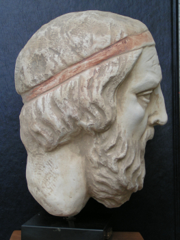 Homer of Piraeus head 28 cm, 2.3 kg, black marble base