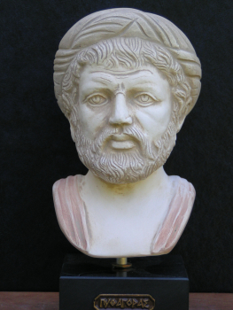 Pythagoras, Mathematiker, Büste 17 cm, 1 kg, schwarzer Marmorsockel