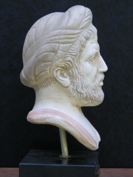 Pythagoras, Mathematiker, Büste 17 cm, 1 kg, schwarzer Marmorsockel