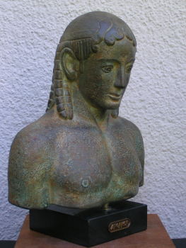 Apollon-Büste 26 cm, 1,7 kg, schwarzer Marmorsockel