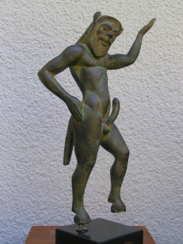 Satyr- oder Silen-Statue/Statuette, 27 cm, 1,2 kg, schwarzer Marmorsockel