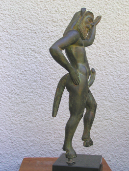 Satyr- oder Silen-Statue/Statuette, 27 cm, 1,2 kg, schwarzer Marmorsockel