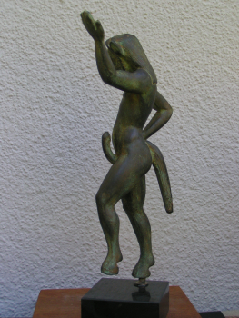 Satyr- oder Silen-Statue/Statuette, 27 cm, 1,2 kg, schwarzer Marmorsockel