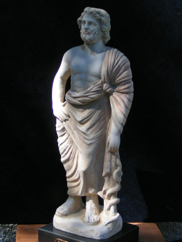 Asklepios-Statuette 25 cm, 900 g, schwarzer Marmorsockel
