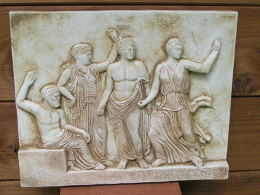 Goetterrelief (Zeus, Leto, Apollon, Artemis), 23 cm x 28 cm, 2,3 kg, zum Aufhängen