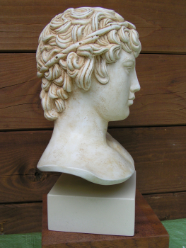 Antinoos (Antinous), Geliebter Kaiser Hadrians, Bueste 28 cm, 3,2 kg, beiger Kunstmarmorsockel