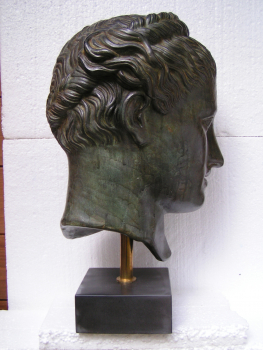 Sappho von Lesbos, Büste Haupt Originalgröße 48 cm, 6 kg, schwarzer Kunstmarmorsockel