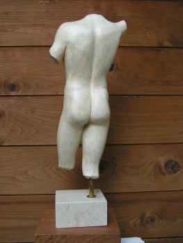 Athletentorso 48 cm,  4 kg, beiger Kunstmarmorsockel