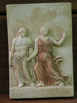 Apollon und Artemis-Relief, 10,7 cm hoch, 7,3 cm breit, 200 g, zum Aufhängen