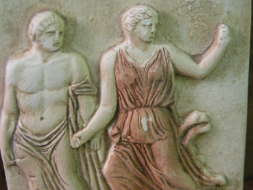 Apollon und Artemis-Relief, 10,7 cm hoch, 7,3 cm breit, 200 g, zum Aufhängen