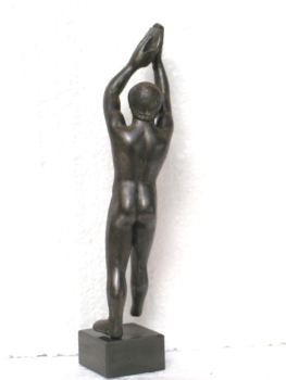 Diskuswerfer-Statuette 21 cm,  300 g, schwarzer Kunstmarmorsockel