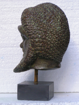 Satyr- oder Silenhaupt, 20 cm, 1,1 kg, schwarzer Kunstmarmorsockel