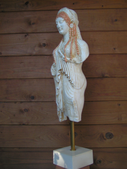 Kore-Statue Mädchen-Statue 80 cm  8 kg schwarzer Kunstmarmorsockel