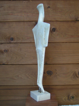 Kykladenidol weiblich, Dokathismata-Typus,  50 cm, 1,6 kg, beiger Marmorsockel