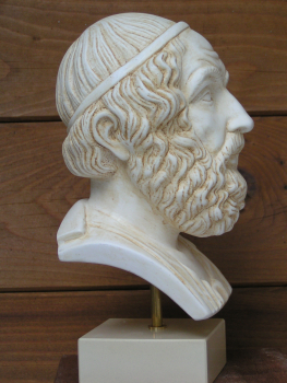 Homer-Büste 23 cm, 1,5 kg, schwarzer Kunstmarmorsockel