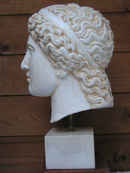 Hera, Gattin des Zeus, Haupt 38 cm, 5,6 kg, beiger Kunstmarmorsockel