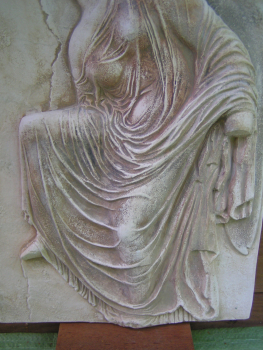 Nike loosening her Sandal, relief slab, replica, Acropolis Museum No 973, 44,5 cm x 30,5 cm, 6 kg