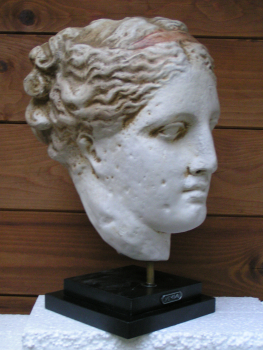 Hygieia-Büste (Haupt), Gesundheitsgöttin, 37 cm, 5,2 kg, zweistufiger schwarzer Marmorsockel