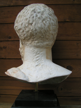 Hippokrates von Kos, berühmter Arzt, Monumentalbüste 52 cm hoch, 15 kg, schwarzer Doppelmarmorsockel