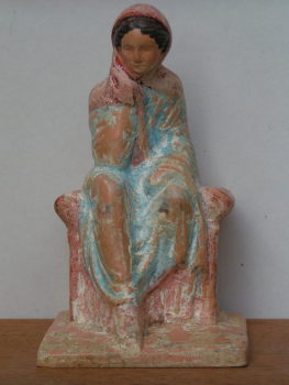 Tanagra grave goods museum replica statue, 13,4 cm