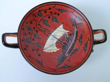 Dionysos-Schale Exekias-Kylix der Glyptothek München, handbemalt, 16,3 cm Durchmesser